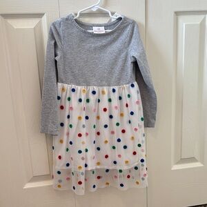 Hanna Andersson Gray and White Dress with Colorful Polka Dots